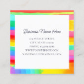 Watercolor Colorful Rainbow Stripes Pattern スクエア名刺 (裏面)