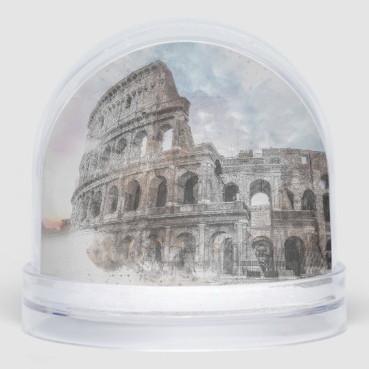 Watercolor Colosseum Snow Globe | Rome Italy  (正面)