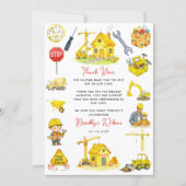 Watercolor Construction 2nd Birthday  サンキューカード (正面)