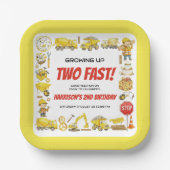 Watercolor Construction 2nd Birthday Party  ペーパープレート (正面)