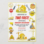 Watercolor Construction 2nd Birthday Party  招待状 (正面)