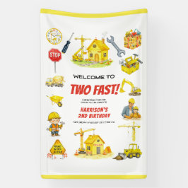 Watercolor Construction 2nd Birthday Party  横断幕