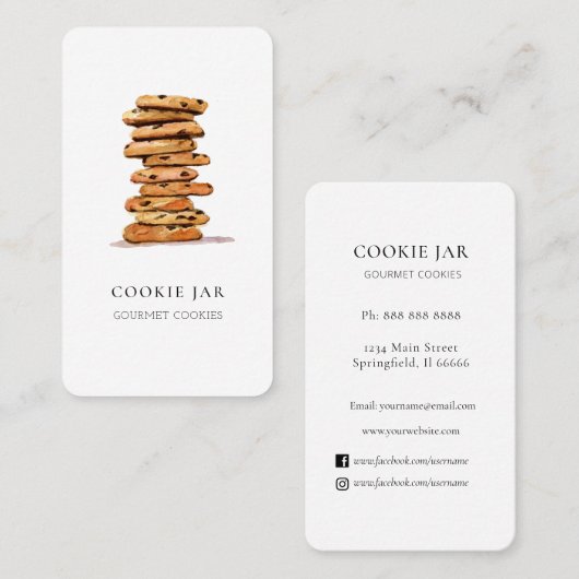 Watercolor cookie Bakery  business card 名刺 (正面/裏面)