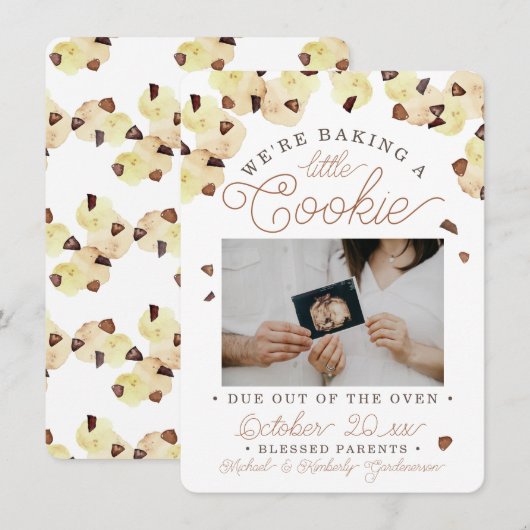 Watercolor Cookie Pregnancy Photo Announcement 案内状 (正面/裏面)