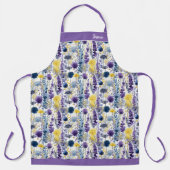 Watercolor Cooking Herbs and Lavender Pattern エプロン (正面)