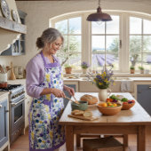Watercolor Cooking Herbs and Lavender Pattern エプロン