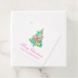 Watercolor Coquette Bow Christmas Tree フェイバータグ