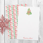 Watercolor Coquette Bow Christmas Tree Personalize 便箋