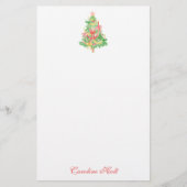 Watercolor Coquette Bow Christmas Tree Personalize 便箋 (正面)
