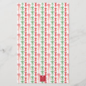 Watercolor Coquette Bow Christmas Tree Personalize 便箋 (裏面)