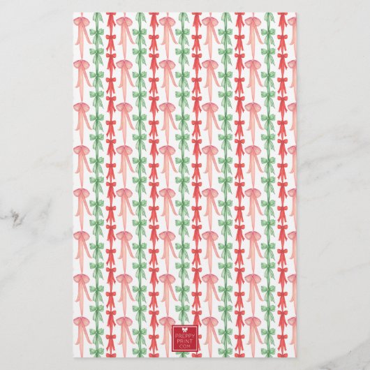 Watercolor Coquette Bow Christmas Tree Personalize 便箋 (裏面)