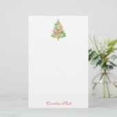 Watercolor Coquette Bow Christmas Tree Personalize 便箋 (スタンド正面)