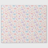 Watercolor Coquette Bunny Pink Bows Easter  ラッピングペーパー (フラット)