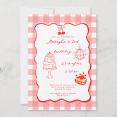 Watercolor Coquette Cherry 2nd Birthday 招待状 (正面)