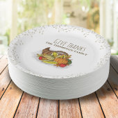 Watercolor Cornucopia Custom Thanksgiving ペーパープレート