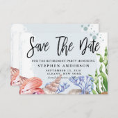 Watercolor Costalの退職パーティーの保存日 セーブザデート (正面/裏面)