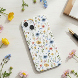 Watercolor Cottagecore Blue Yellow Pink Wildflower Case-Mate iPhone 14ケース