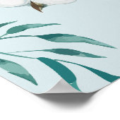 Watercolor Cotton Flowers and Eucalyptus ポスター (角)