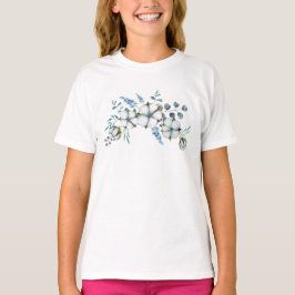Watercolor Cotton Flowers and Eucalyptus Tシャツ