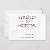 Watercolor Cotton Lavender Country Wedding RSVP Ca (正面)