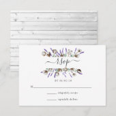 Watercolor Cotton Lavender Country Wedding RSVP Ca (正面/裏面)