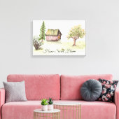 Watercolor Country Barn "Home Sweet Home" キャンバスプリント (インサイチュ (リビング))