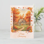 Watercolor Country Cabin Thanksgiving  シーズンカード (スタンド正面)