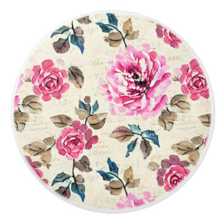 Watercolor Country Flowers - French Country Decor セラミックノブ