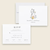 Watercolor Couple Floral Modern Wedding RSVP
