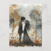 Watercolor Couple in Love ポストカード (正面)