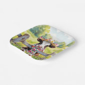 Watercolor Cow Wearing a Summer Hat ペーパープレート (傾斜あり)