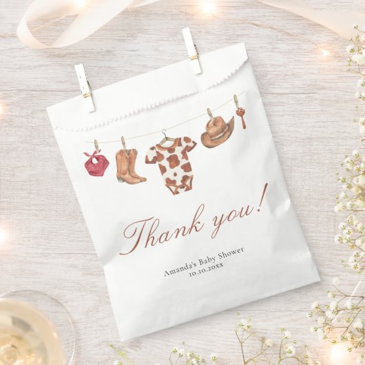 Watercolor cowboy Baby Shower Thank you フェイバーバッグ (クリップ留めされた状態)