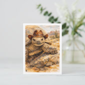 Watercolor Cowboy Turtle in the desert ポストカード (スタンド正面)