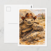 Watercolor Cowboy Turtle in the desert ポストカード (正面/裏面)