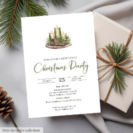 Watercolor Cozy Red Green Vintage Christmas Party  招待状