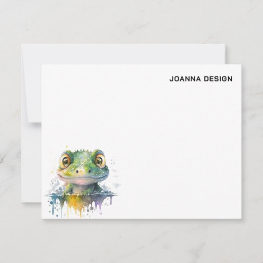 Watercolor Crocodile Elegant Stationery Note Card 招待状 (正面)