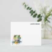 Watercolor Crocodile Elegant Stationery Note Card 招待状 (スタンド正面)