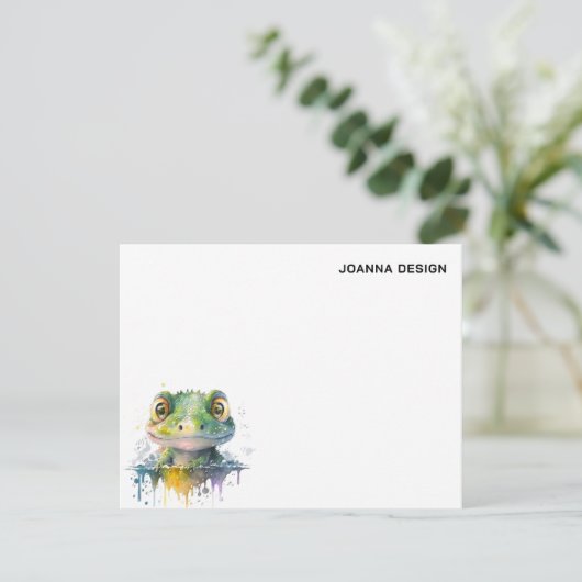 Watercolor Crocodile Elegant Stationery Note Card 招待状 (スタンド正面)