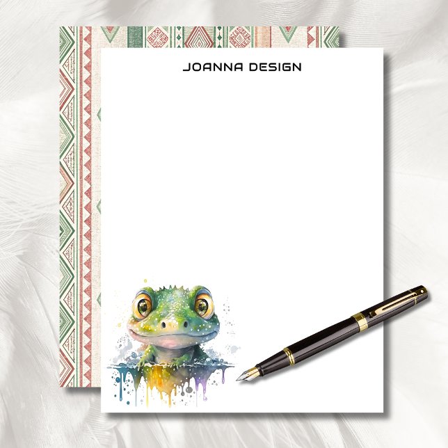 Watercolor Crocodile Luxury Business Stationery  レターヘッド (クリエイターアップロード済み)