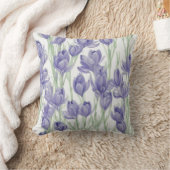 Watercolor Crocus Flowers クッション (ブランケット)