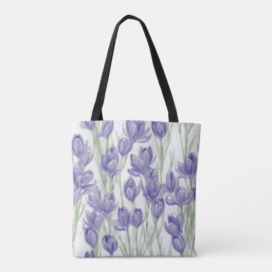 Watercolor Crocus Flowers トートバッグ (裏面)