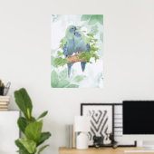 Watercolor Cuddling Parrot Bird Couple Tropical ポスター (ホームオフィス)