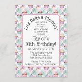 Watercolor Cupcake Birthday Let's Bake a Memory 招待状 (正面)