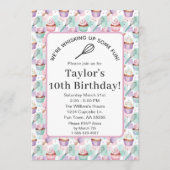 Watercolor Cupcake Birthday Whisk Up Some Fun 招待状 (正面)