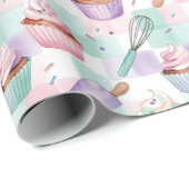Watercolor Cupcake Lavender Pastel Baking ラッピングペーパー (ロールコーナー)