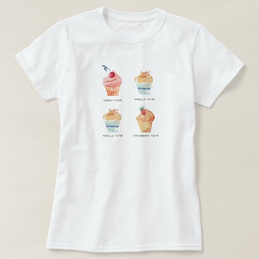 Watercolor Cupcakes Clipart Set Tシャツ (デザイン正面)