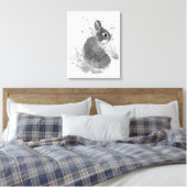 Watercolor Cute Bunny Rabbit Animal Art キャンバスプリント (インサイチュ (寝室))