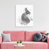 Watercolor Cute Bunny Rabbit Animal Art キャンバスプリント (インサイチュ (リビング))