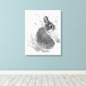 Watercolor Cute Bunny Rabbit Animal Art キャンバスプリント (インサイチュ (ウッドフロア))