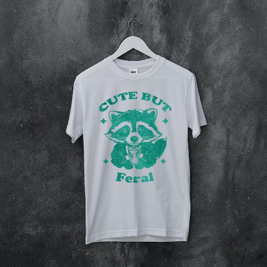 Watercolor Cute but Feral Funny Raccoon Tシャツ